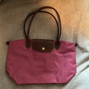 NWOT Longchamp Le Pliage tote in medium pink